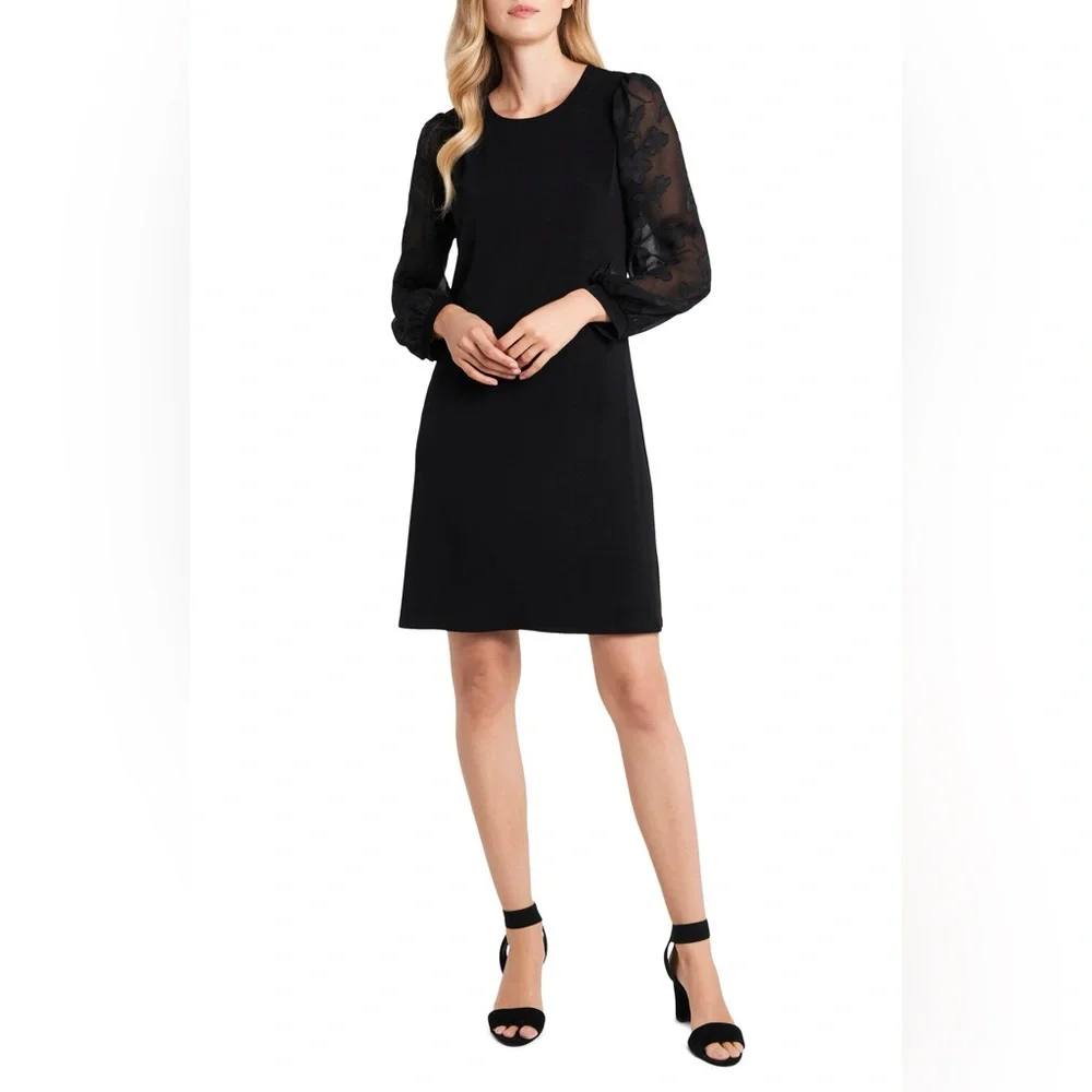 Cece Mixed Media Long Sleeve Dress - XS